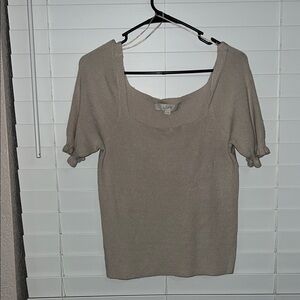 LOFT Women's Short Sleeve Beige Top